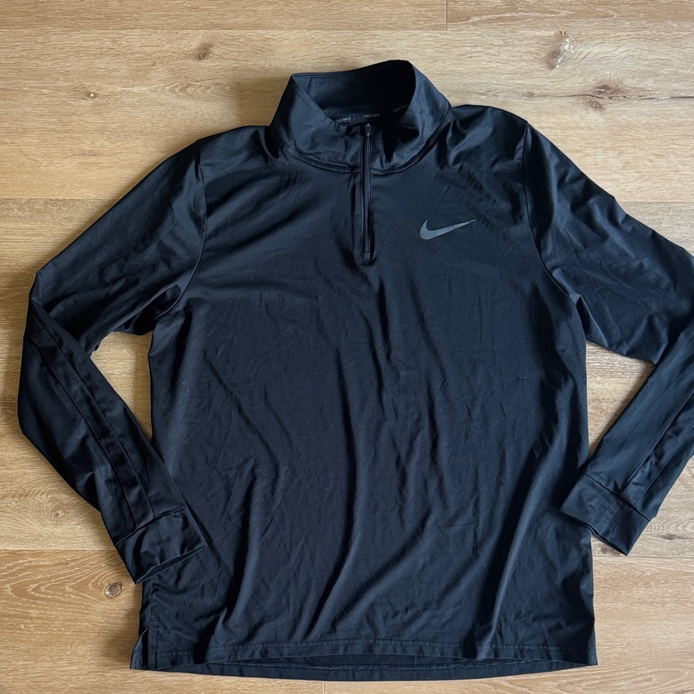 Nike pro long sleeve half zip pullover. Black. Size large.